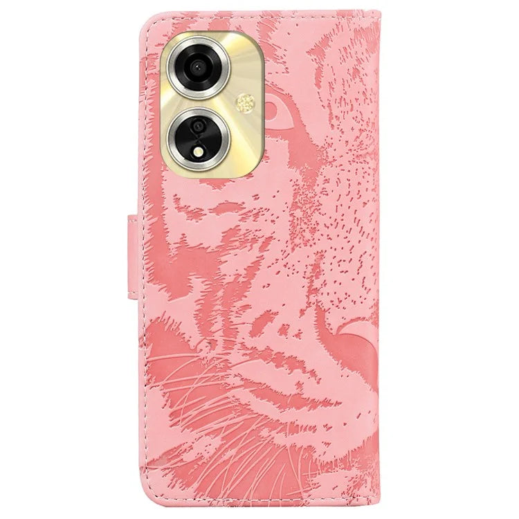 For Oppo A59 5G / A2m 5G Wallet Case Imprinted Tiger Pattern Leather Stand Phone Cover