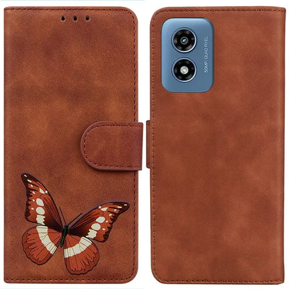 For Motorola Moto G Play (2024) 4G Case Butterfly Printing Anti-Scratch Leather Flip Phone Cover with Wallet