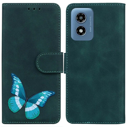 For Motorola Moto G Play (2024) 4G Case Butterfly Printing Anti-Scratch Leather Flip Phone Cover with Wallet