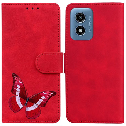 For Motorola Moto G Play (2024) 4G Case Butterfly Printing Anti-Scratch Leather Flip Phone Cover with Wallet