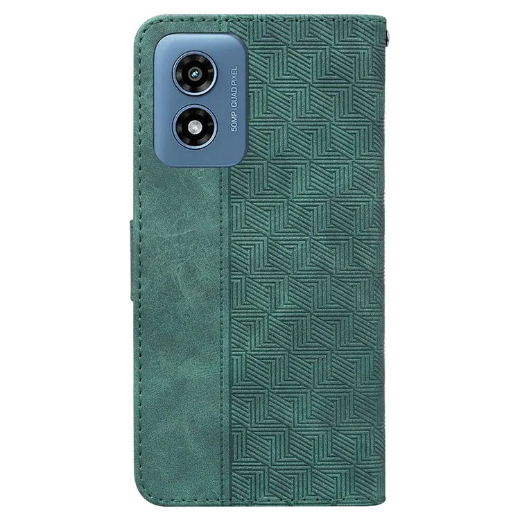 For Motorola Moto G Play (2024) 4G Case 3D Geometry Leather Wallet Phone Cover with Strap