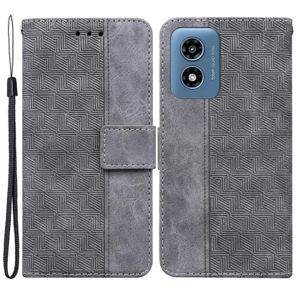 For Motorola Moto G Play (2024) 4G Case 3D Geometry Leather Wallet Phone Cover with Strap