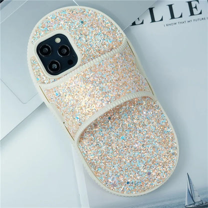 For iPhone 15 Pro Slipper Design Case Kickstand TPU Phone Cover