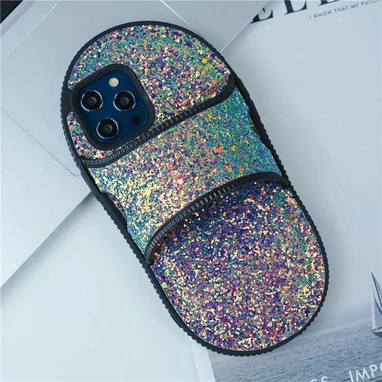 For iPhone 13 Pro Max Shockproof Case Slipper Design Kickstand TPU Phone Cover