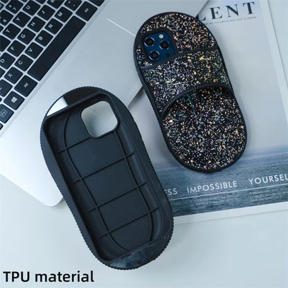 For iPhone 13 Pro Max Shockproof Case Slipper Design Kickstand TPU Phone Cover