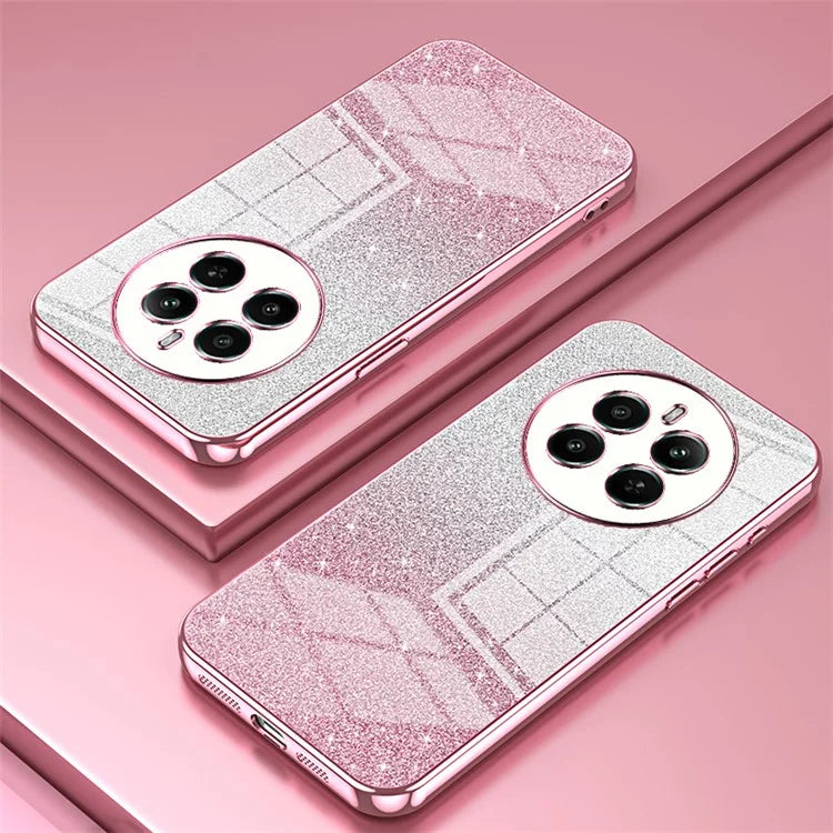 For Realme 12+ 5G Gradient Glitter Cell Phone Cases Electroplated Drop Resistant TPU Shell