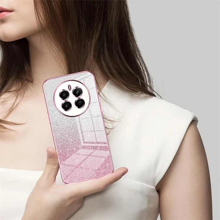 For Realme 12+ 5G Gradient Glitter Cell Phone Cases Electroplated Drop Resistant TPU Shell