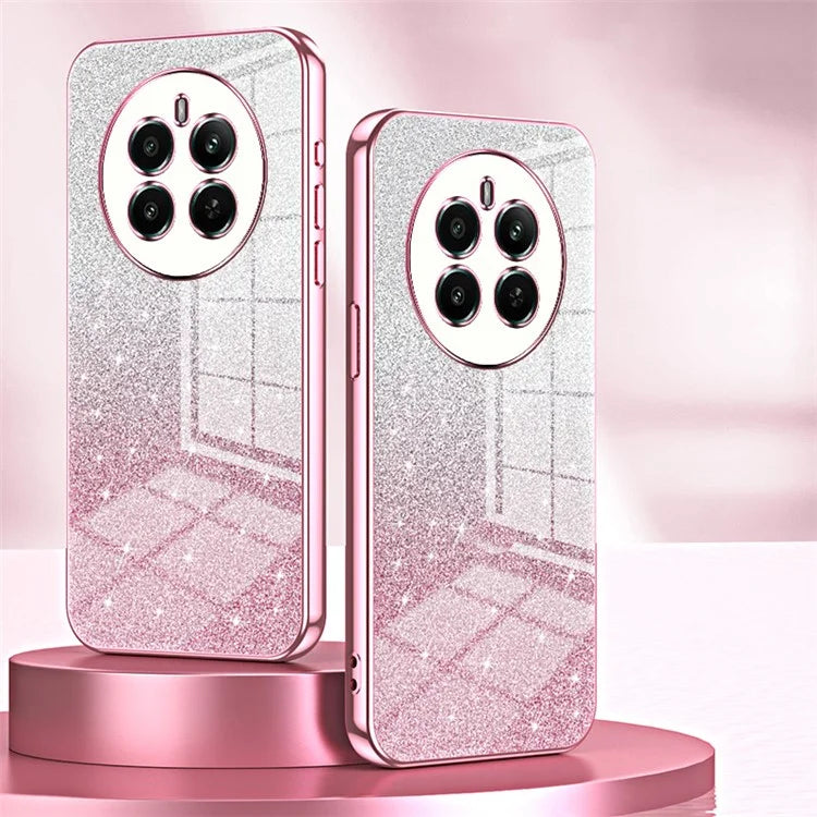 For Realme 12+ 5G Gradient Glitter Cell Phone Cases Electroplated Drop Resistant TPU Shell