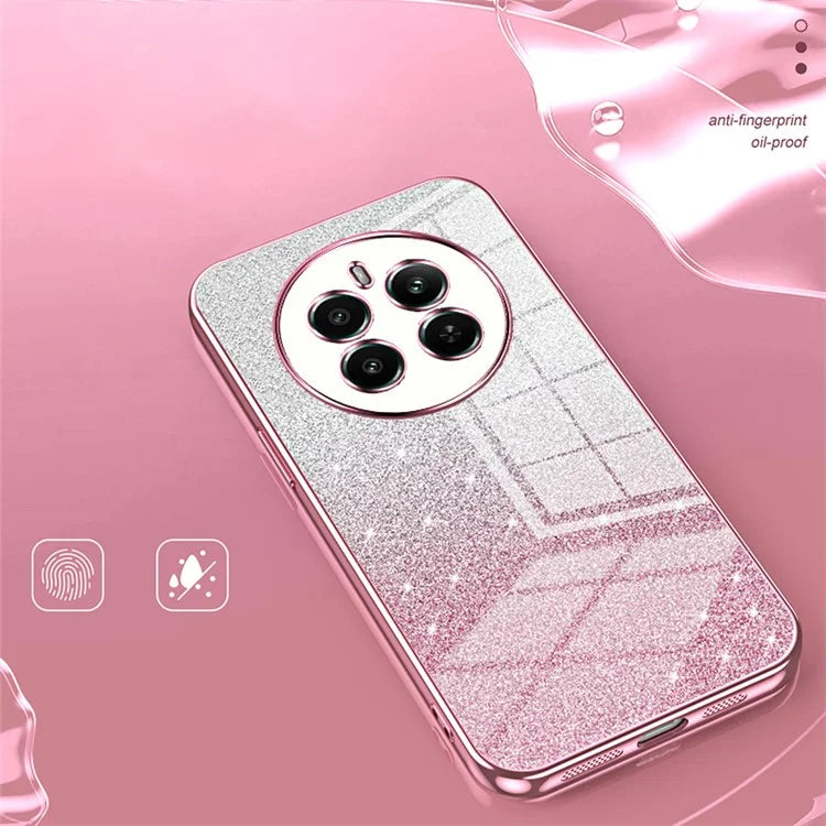 For Realme 12+ 5G Gradient Glitter Cell Phone Cases Electroplated Drop Resistant TPU Shell