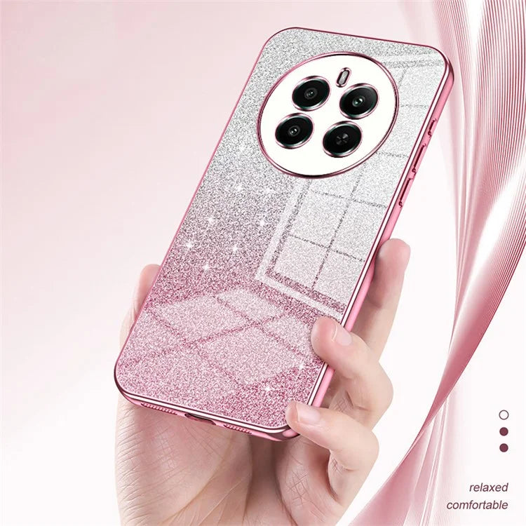 For Realme 12+ 5G Gradient Glitter Cell Phone Cases Electroplated Drop Resistant TPU Shell