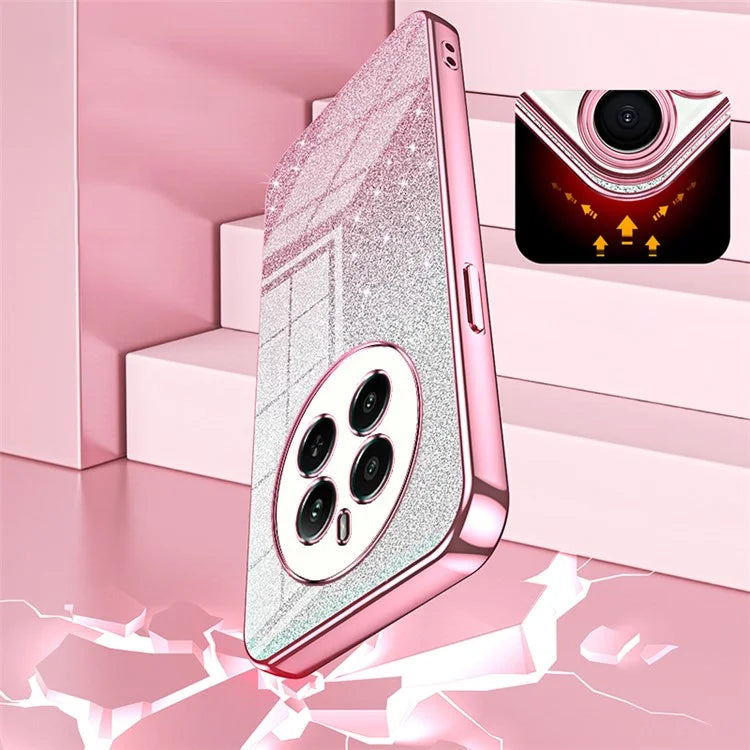 For Realme 12+ 5G Gradient Glitter Cell Phone Cases Electroplated Drop Resistant TPU Shell