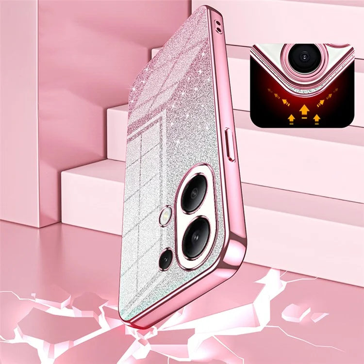For Xiaomi Redmi Note 13 4G Cell Phone Cases Electroplated Drop Resistant Gradient Glitter TPU Shell