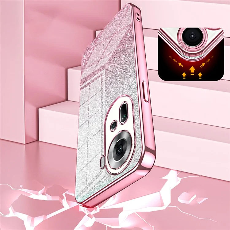 Drop-Proof TPU Shell for Oppo Reno11 (China) 5G Gradient Glitter Phone Case Electroplated Cover