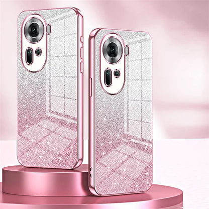 Drop-Proof TPU Shell for Oppo Reno11 (China) 5G Gradient Glitter Phone Case Electroplated Cover