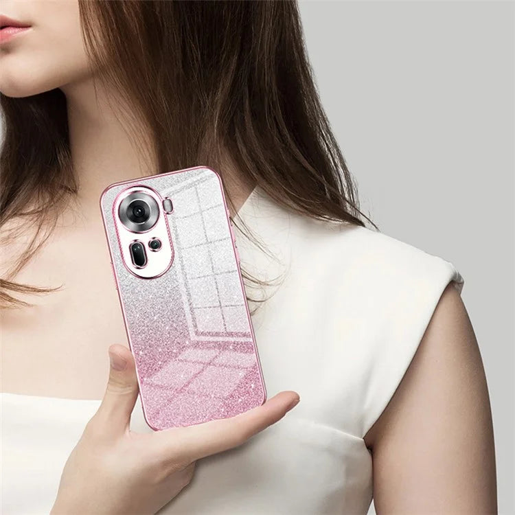 Drop-Proof TPU Shell for Oppo Reno11 (China) 5G Gradient Glitter Phone Case Electroplated Cover