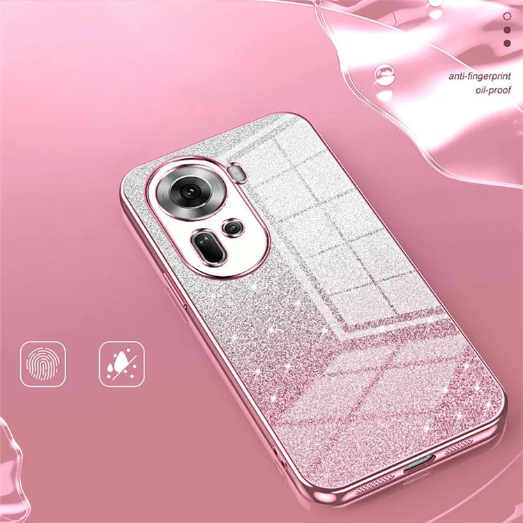 Drop-Proof TPU Shell for Oppo Reno11 (China) 5G Gradient Glitter Phone Case Electroplated Cover