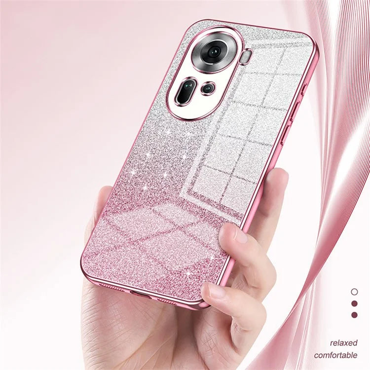 Drop-Proof TPU Shell for Oppo Reno11 (China) 5G Gradient Glitter Phone Case Electroplated Cover
