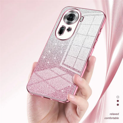 Drop-Proof TPU Shell for Oppo Reno11 (China) 5G Gradient Glitter Phone Case Electroplated Cover