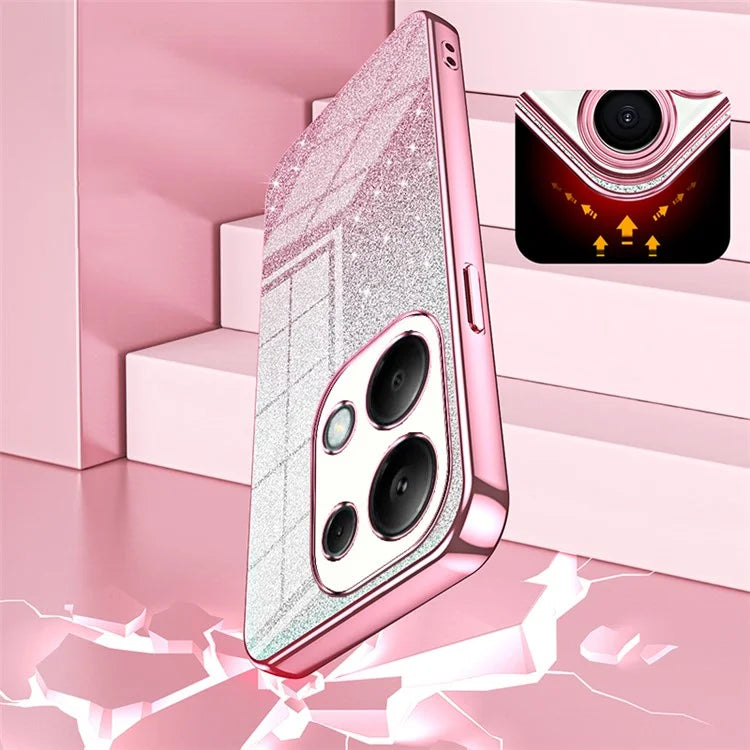 For Xiaomi Redmi Note 13 Pro 4G / Poco M6 Pro 4G Electroplating Shell Gradient Glitter Slim-Fit TPU Cell Phone Cases