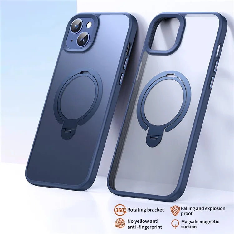 Magnetic Phone Case for iPhone 13 / 14 TPU+PC Phone Cover Kickstand Shell Compatible with MagSafe