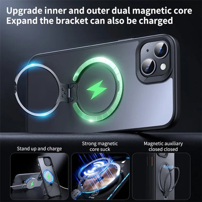Magnetic Phone Case for iPhone 13 / 14 TPU+PC Phone Cover Kickstand Shell Compatible with MagSafe