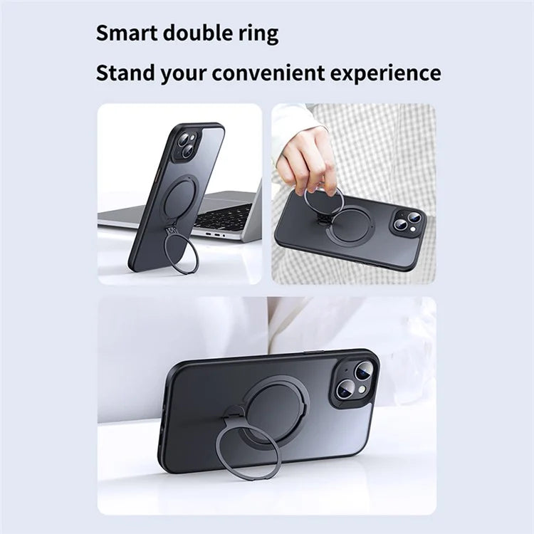 Magnetic Phone Case for iPhone 13 / 14 TPU+PC Phone Cover Kickstand Shell Compatible with MagSafe