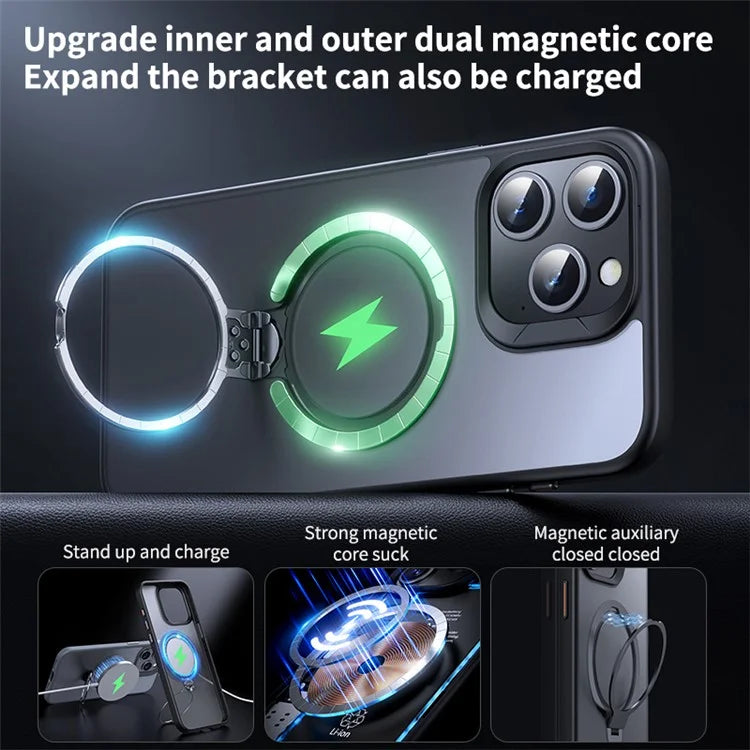 For iPhone 13 Pro Case Compatible with MagSafe TPU+PC Phone Back Cover with Kickstand