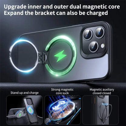 For iPhone 13 Pro Case Compatible with MagSafe TPU+PC Phone Back Cover with Kickstand
