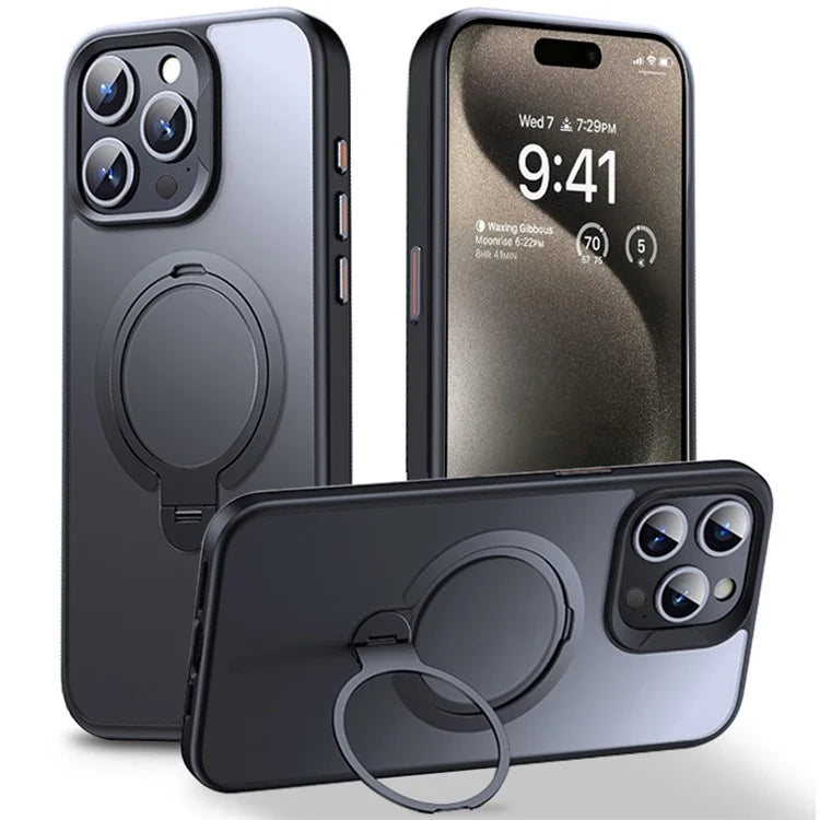 For iPhone 14 Pro Max Case Magnetic Ring Kickstand TPU+PC Phone Cover Compatible with MagSafe