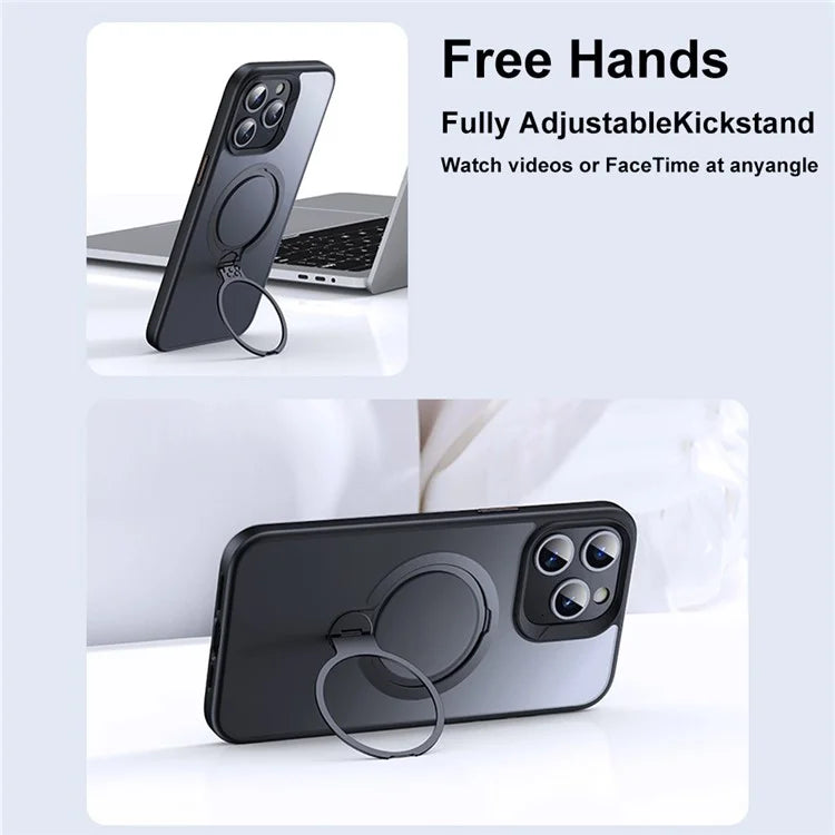 For iPhone 14 Pro Max Case Magnetic Ring Kickstand TPU+PC Phone Cover Compatible with MagSafe