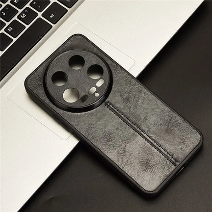 For Xiaomi 14 Ultra Phone Cover Cowhide Texture Stitching Line Shockproof Back Case