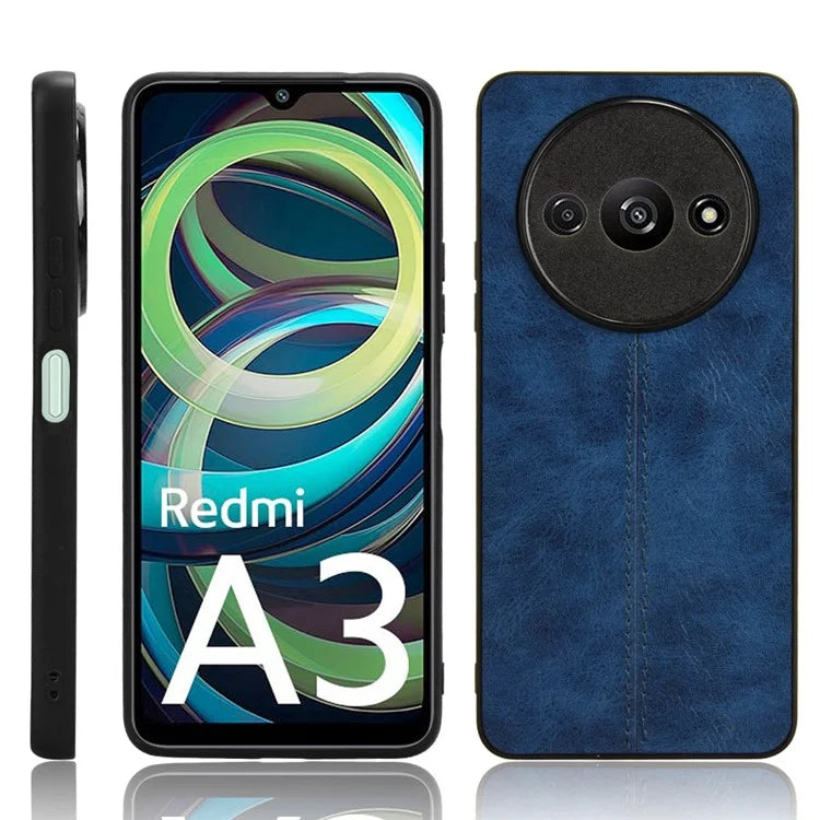 For Xiaomi Redmi A3 Cell Phone Case Stitching Line Design Leather Coated TPU+PC Cover