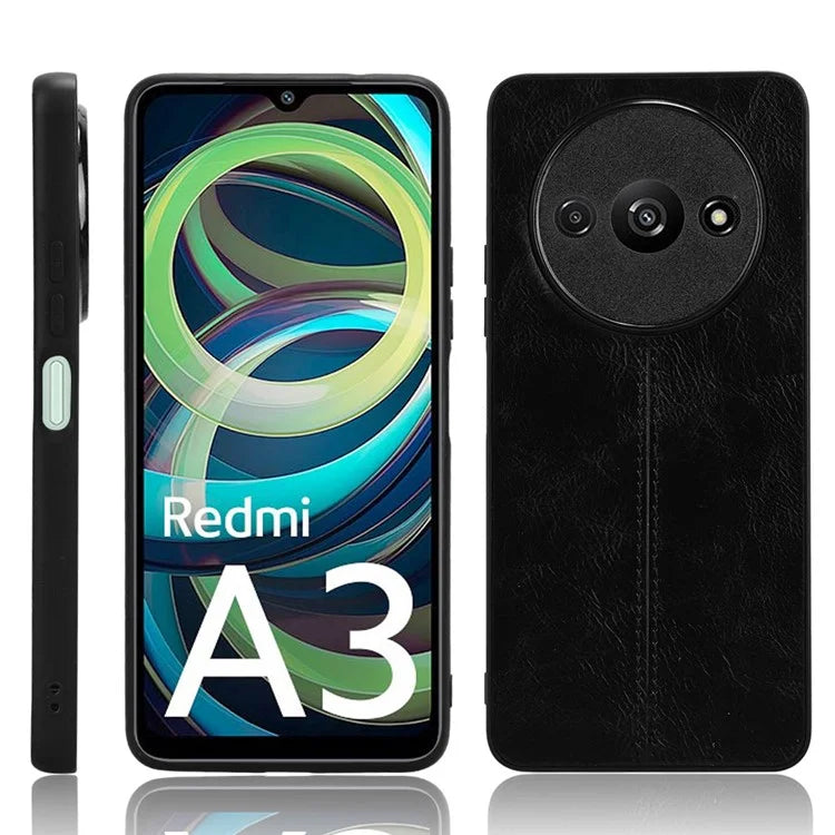 For Xiaomi Redmi A3 Cell Phone Case Stitching Line Design Leather Coated TPU+PC Cover
