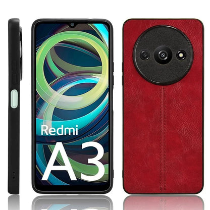 For Xiaomi Redmi A3 Cell Phone Case Stitching Line Design Leather Coated TPU+PC Cover