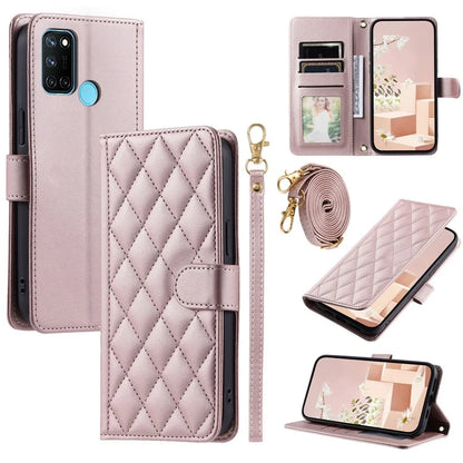 For Realme 7i (Global) / C17 Crossbody Case Rhombus Pattern Stand Function Leather Phone Cover