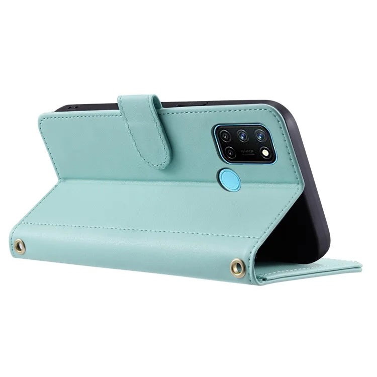 For Realme 7i (Global) / C17 Crossbody Case Rhombus Pattern Stand Function Leather Phone Cover