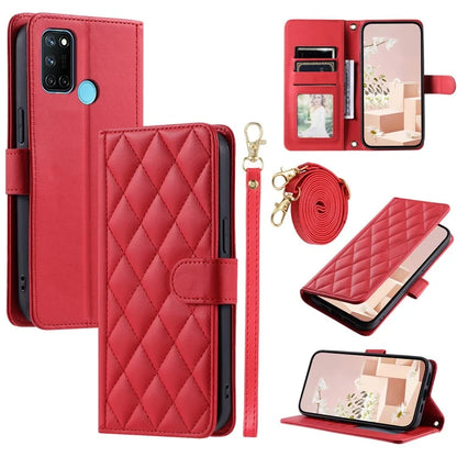 For Realme 7i (Global) / C17 Crossbody Case Rhombus Pattern Stand Function Leather Phone Cover