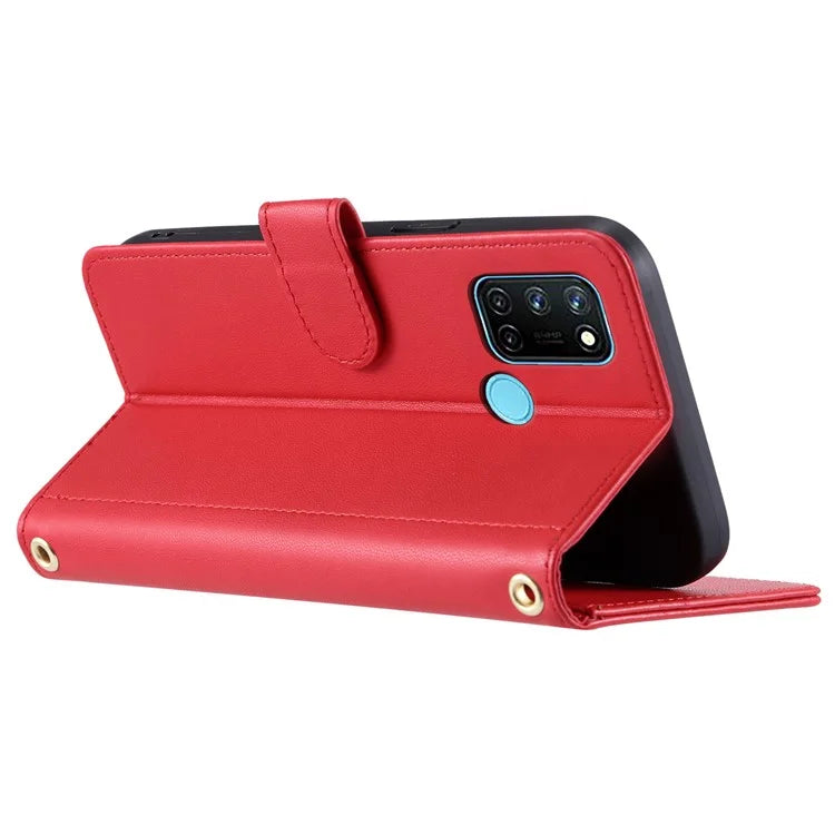 For Realme 7i (Global) / C17 Crossbody Case Rhombus Pattern Stand Function Leather Phone Cover