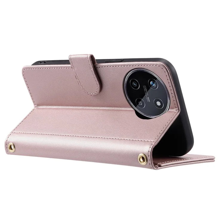For Realme 11 4G (159.9x73.3x7.95mm) Case PU Leather Rhombus Grid Phone Cover with Crossbody Lanyard