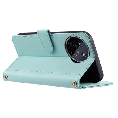 For Realme 11 4G (159.9x73.3x7.95mm) Case PU Leather Rhombus Grid Phone Cover with Crossbody Lanyard