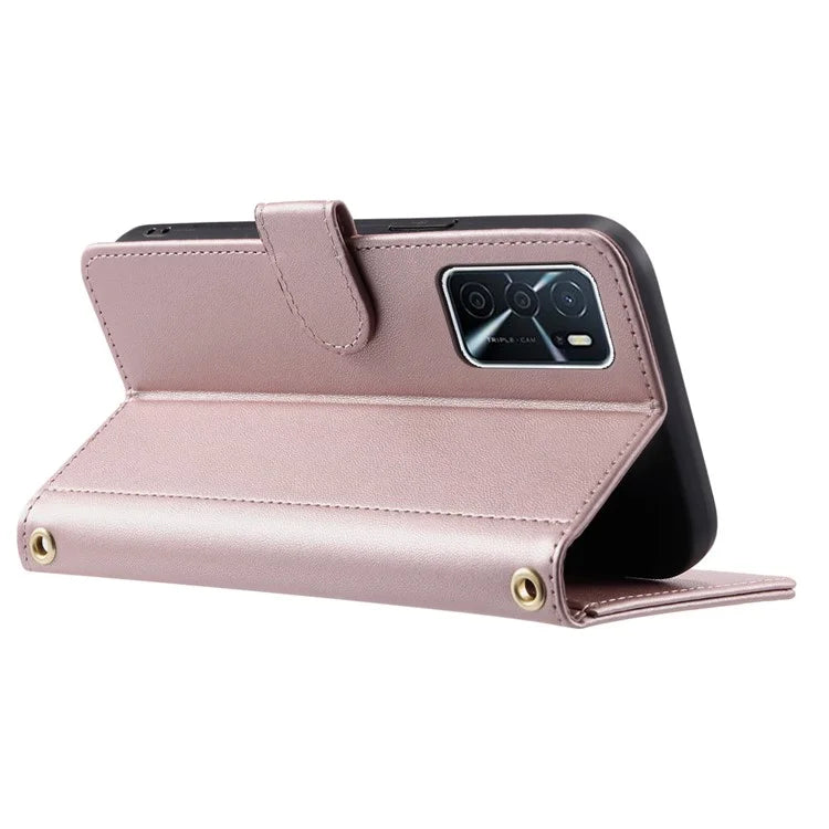 Wallet Case for Oppo A16 / A16s / A55 / A55 5G / A54 4G / A54s / A56 5G / Realme V11 5G , Rhombus Grid Card Holder Leather Phone Cover