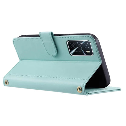Wallet Case for Oppo A16 / A16s / A55 / A55 5G / A54 4G / A54s / A56 5G / Realme V11 5G , Rhombus Grid Card Holder Leather Phone Cover
