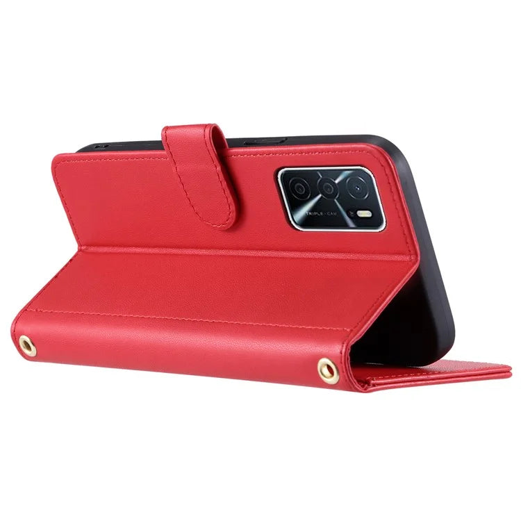 Wallet Case for Oppo A16 / A16s / A55 / A55 5G / A54 4G / A54s / A56 5G / Realme V11 5G , Rhombus Grid Card Holder Leather Phone Cover