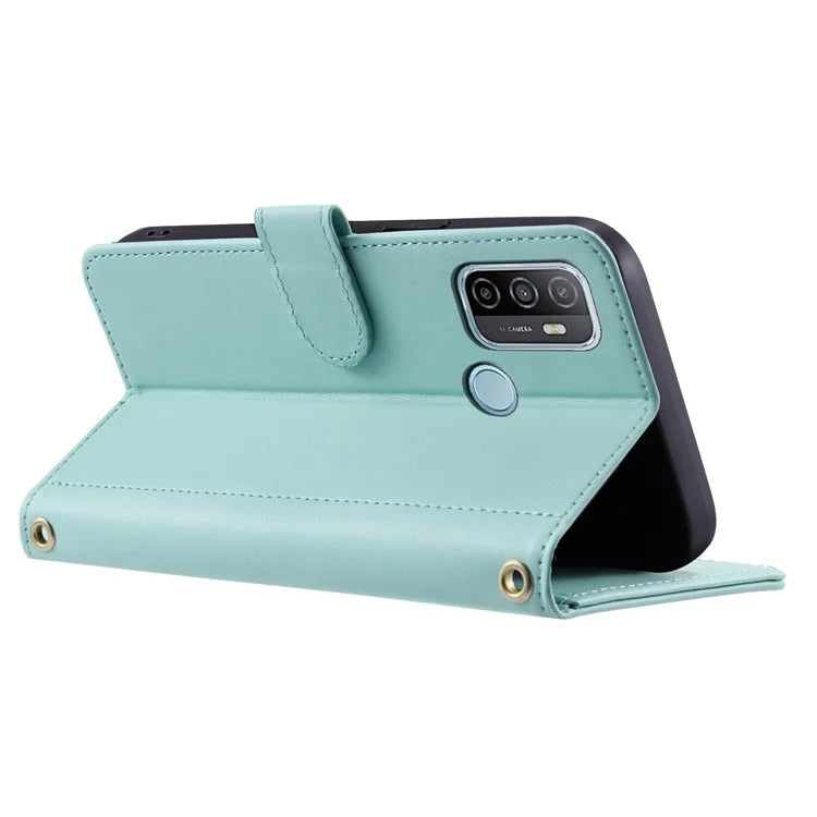 Crossbody Case for Oppo A53 (2020) / A32 (2020) / A53s 4G / A33 (2020) / A11s , Rhombus Grid PU Leather Folio Phone Cover