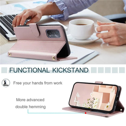 For Oppo A93 5G / A93s 5G / A74 5G / A54 5G Case with Crossbody Lanyard PU Leather Rhombus Grid Stand Phone Cover