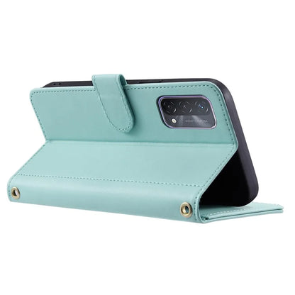 For Oppo A93 5G / A93s 5G / A74 5G / A54 5G Case with Crossbody Lanyard PU Leather Rhombus Grid Stand Phone Cover