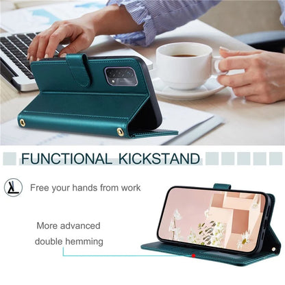 For Oppo A93 5G / A93s 5G / A74 5G / A54 5G Case with Crossbody Lanyard PU Leather Rhombus Grid Stand Phone Cover