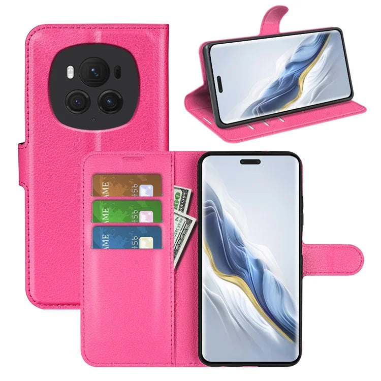 For Honor Magic6 Pro 5G Phone Case Litchi Texture PU Leather Flip Cover