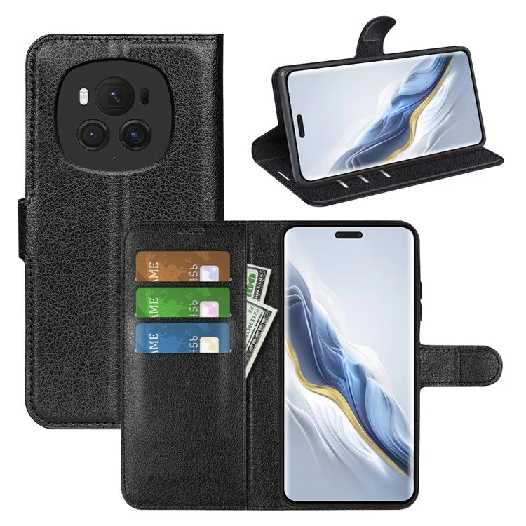 For Honor Magic6 Pro 5G Phone Case Litchi Texture PU Leather Flip Cover