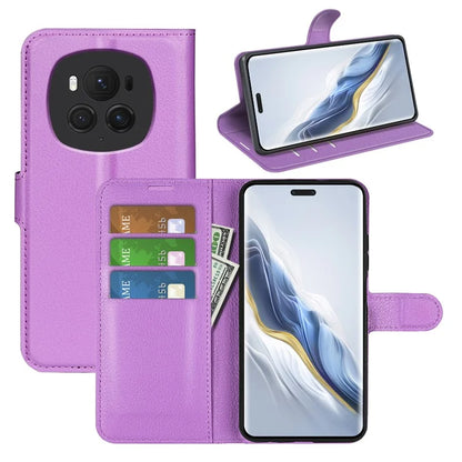 For Honor Magic6 Pro 5G Phone Case Litchi Texture PU Leather Flip Cover